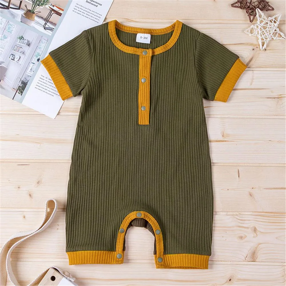 Baby Unisex Short Sleeve Striped Romper Wholesale Baby Rompers