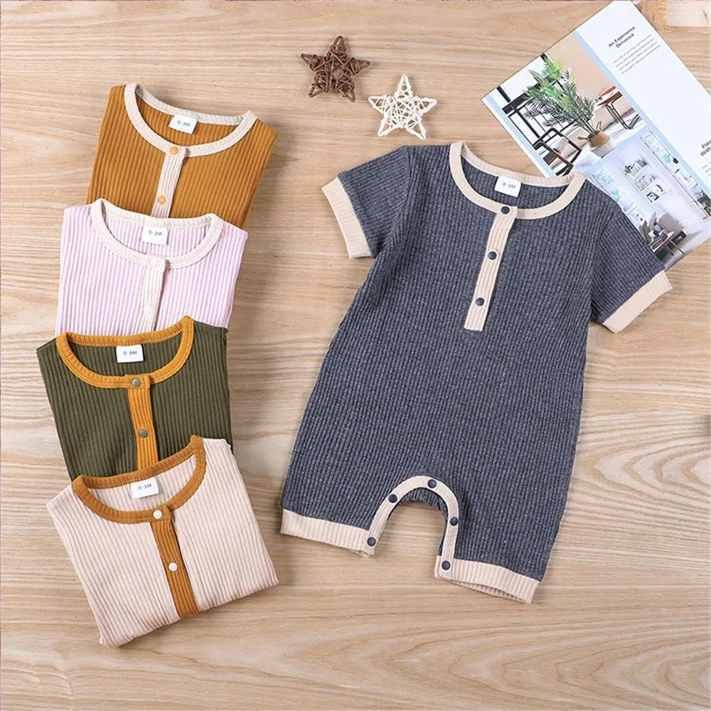 Baby Unisex Short Sleeve Striped Romper Wholesale Baby Rompers