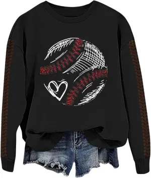 Baseball Sweatshirt for Womens 2025 Long Sleeve Comfy Baseball Shirts Softball Crewneck Graphic Pullover Top