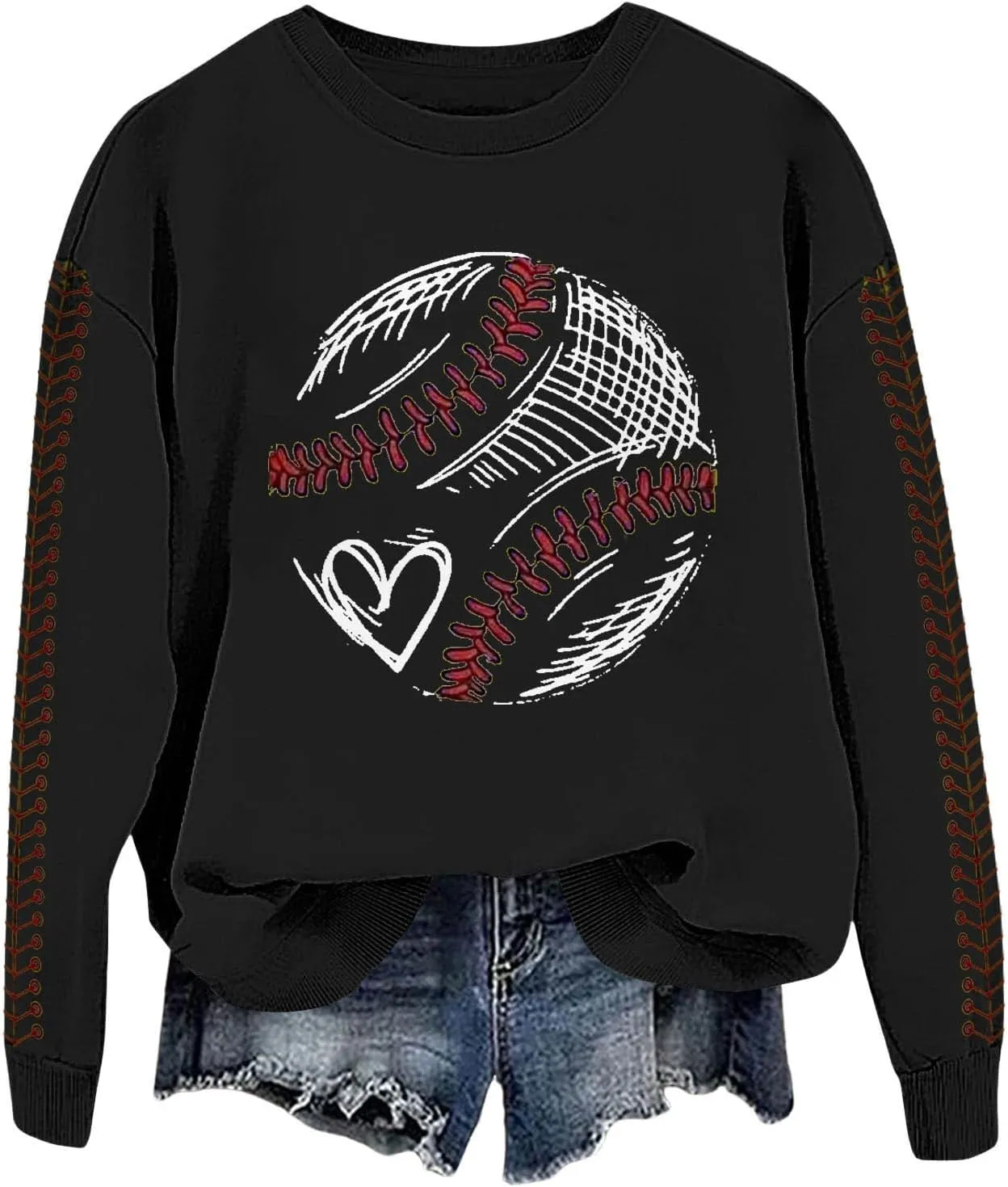 Baseball Sweatshirt for Womens 2025 Long Sleeve Comfy Baseball Shirts Softball Crewneck Graphic Pullover Top