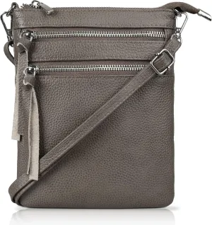 befen Small Genuine Leather Crossbody Purses for Women Trendy Travel Shoulder Handbags with Multiple Zipper Pockets