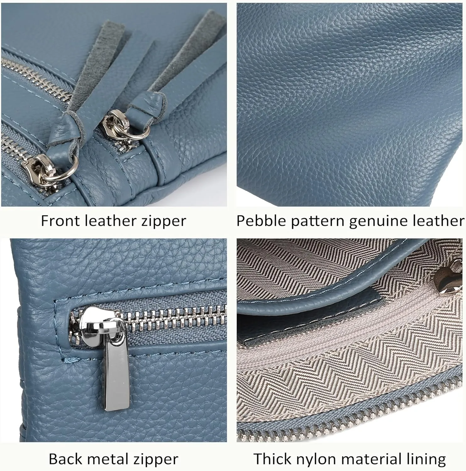befen Small Genuine Leather Crossbody Purses for Women Trendy Travel Shoulder Handbags with Multiple Zipper Pockets