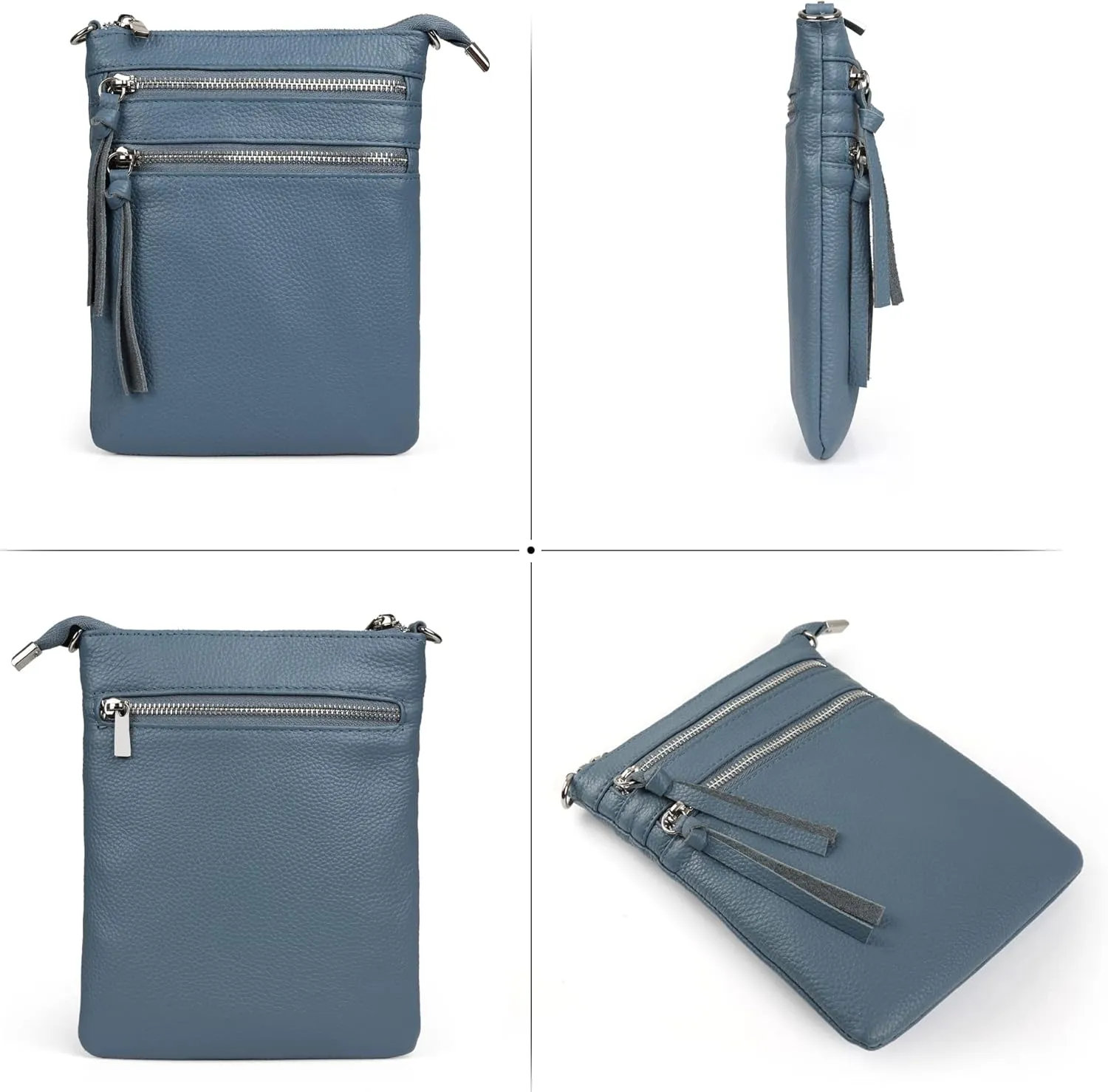 befen Small Genuine Leather Crossbody Purses for Women Trendy Travel Shoulder Handbags with Multiple Zipper Pockets