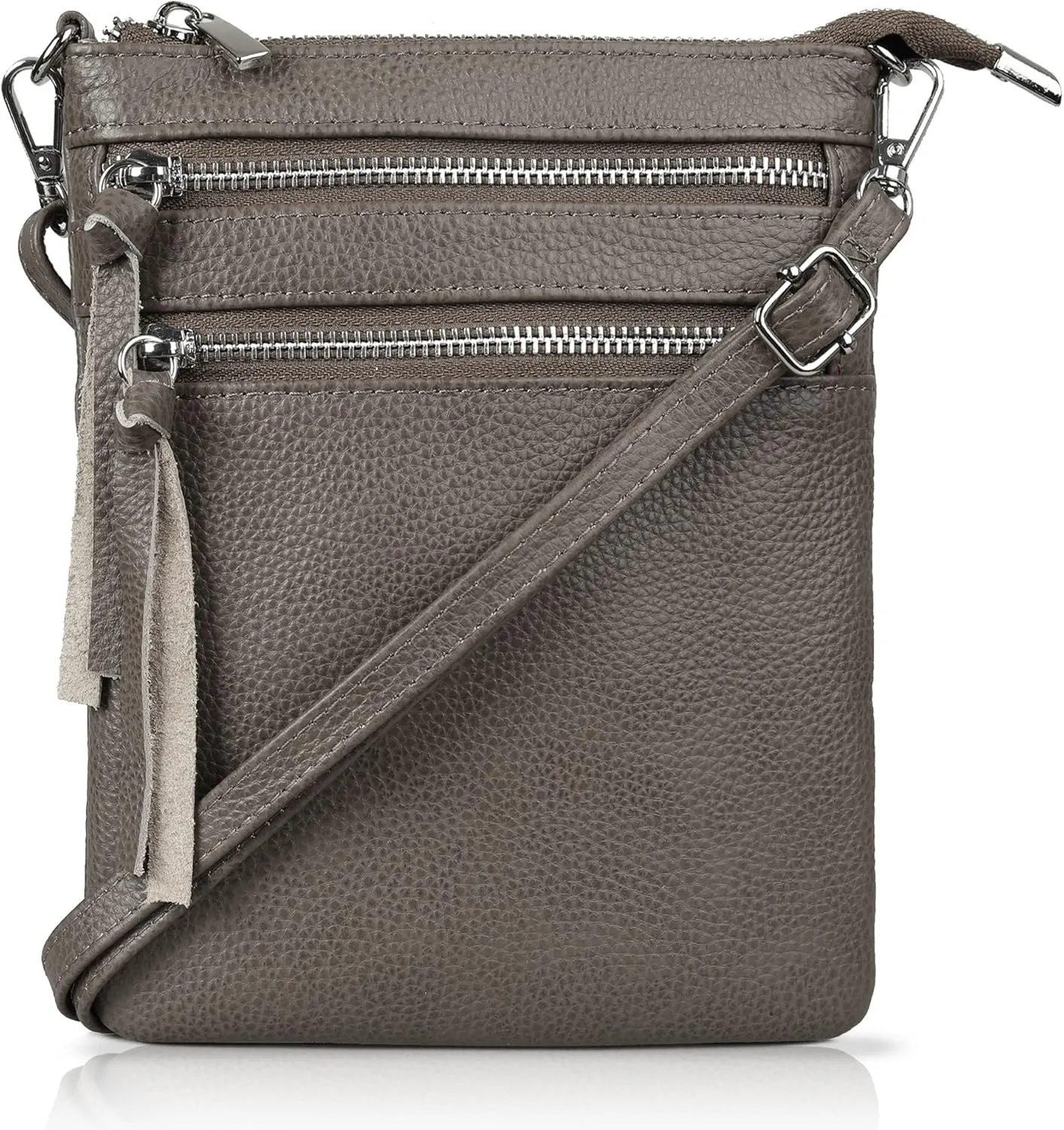 befen Small Genuine Leather Crossbody Purses for Women Trendy Travel Shoulder Handbags with Multiple Zipper Pockets