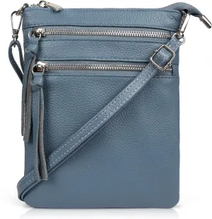 befen Small Genuine Leather Crossbody Purses for Women Trendy Travel Shoulder Handbags with Multiple Zipper Pockets