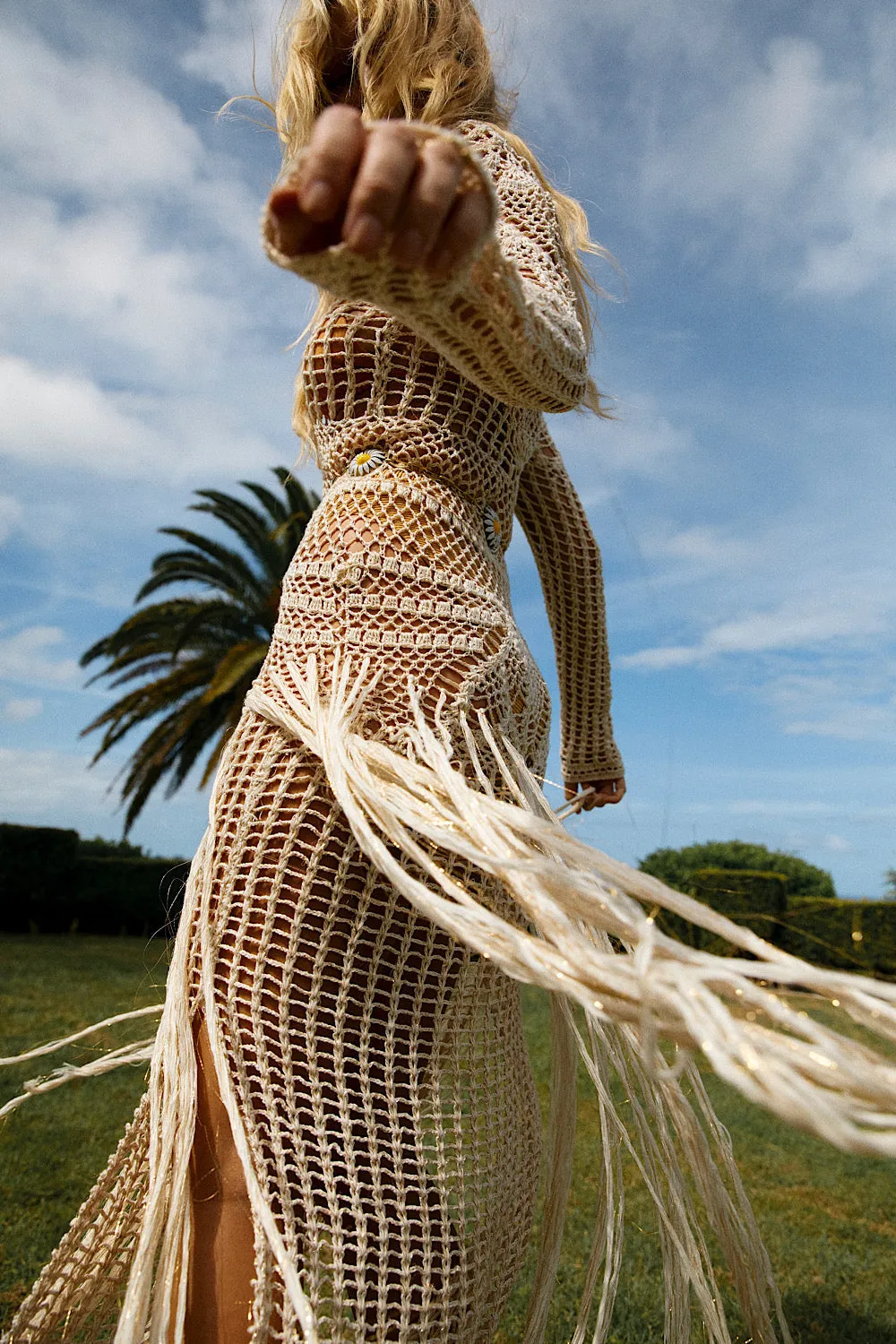 Bella Donna Crochet Fringe Maxi Dress