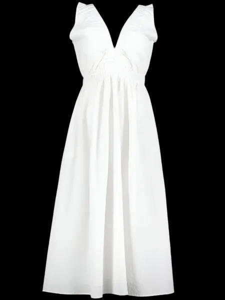 Bishop   Young Melina Seersucker Midi Dress in Shell White