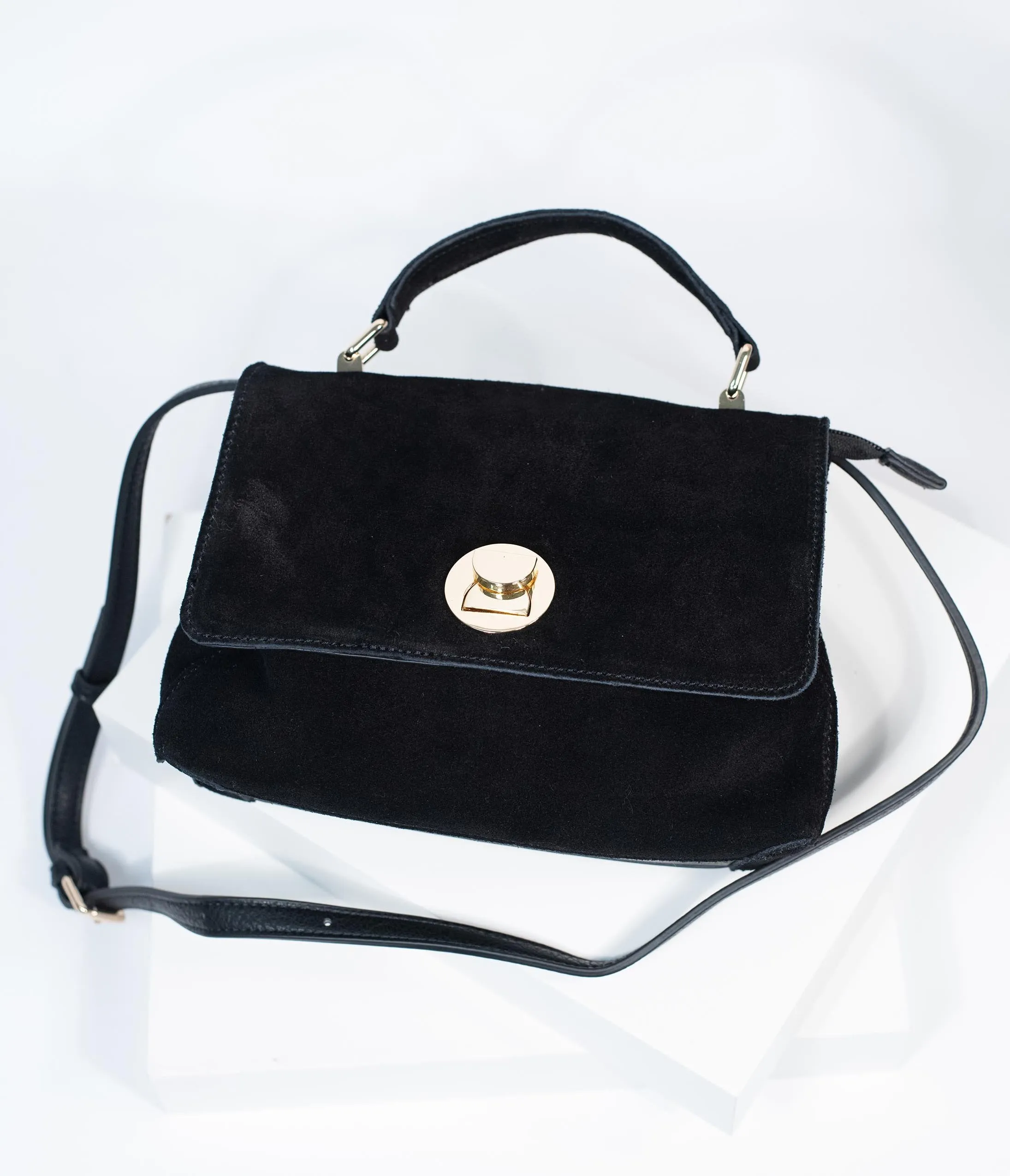 Black Suede Annie Crossbody Purse