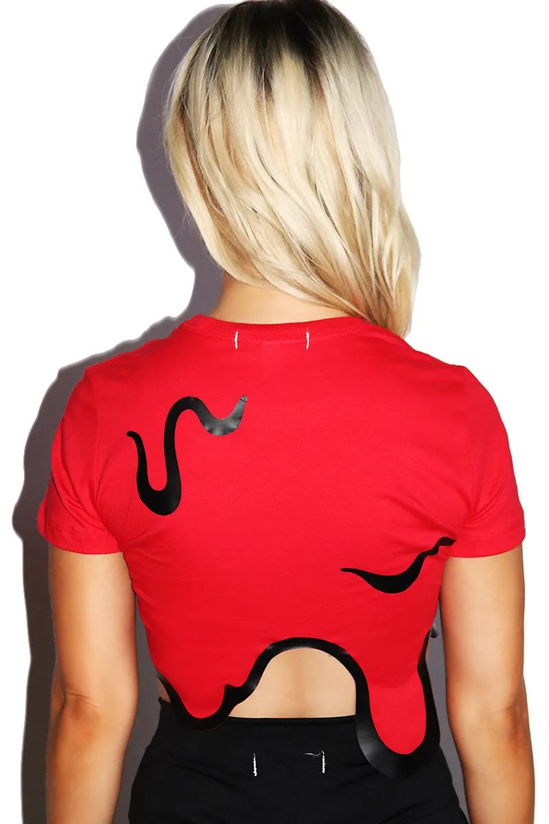 Blood Bath Fitted Crop Tee-Red