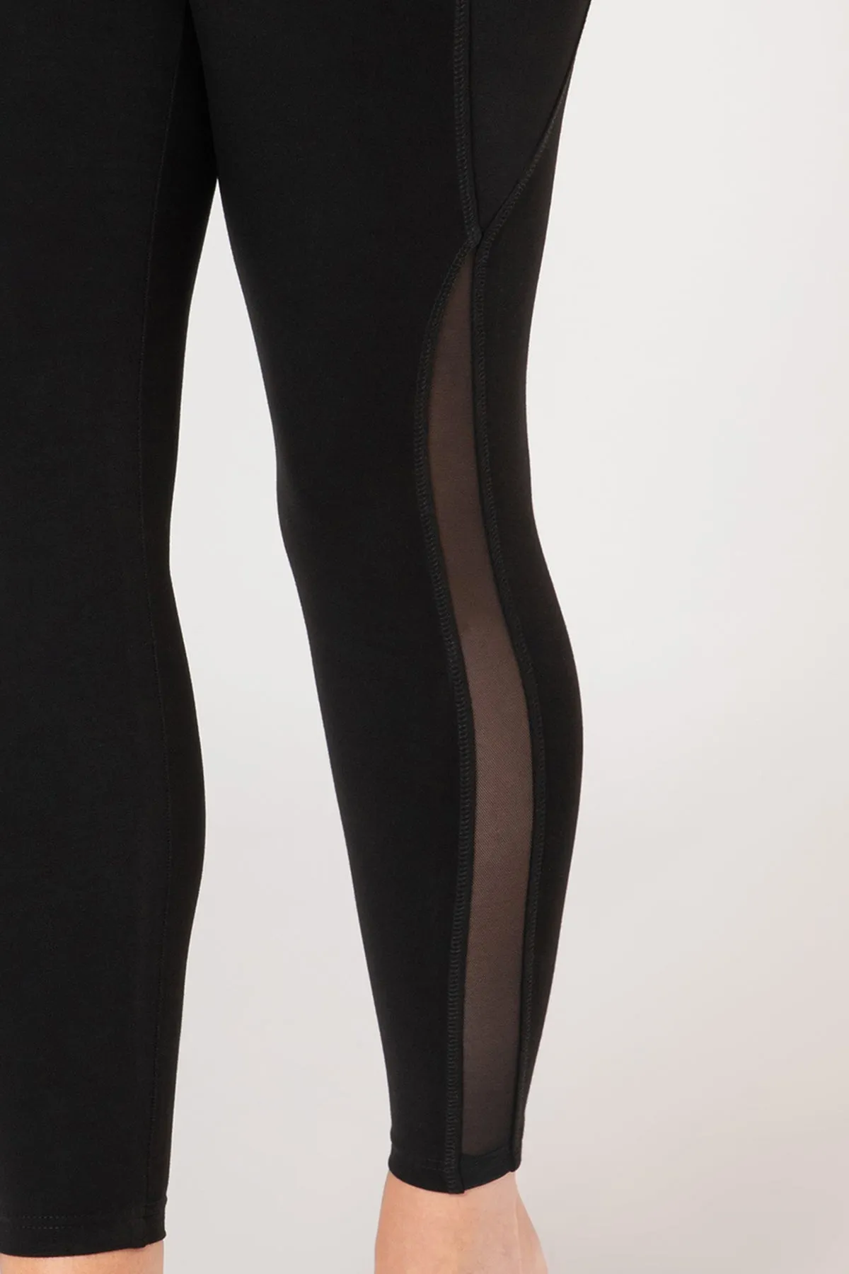 Body Sculpt Tummy Control High Waist Pocket Mesh Leggings Black