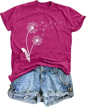 Boho Floral T Shirts Women Colorful Wildflower Graphic Tee Vintage Flower Shirt Garden Lover Botanical Tops