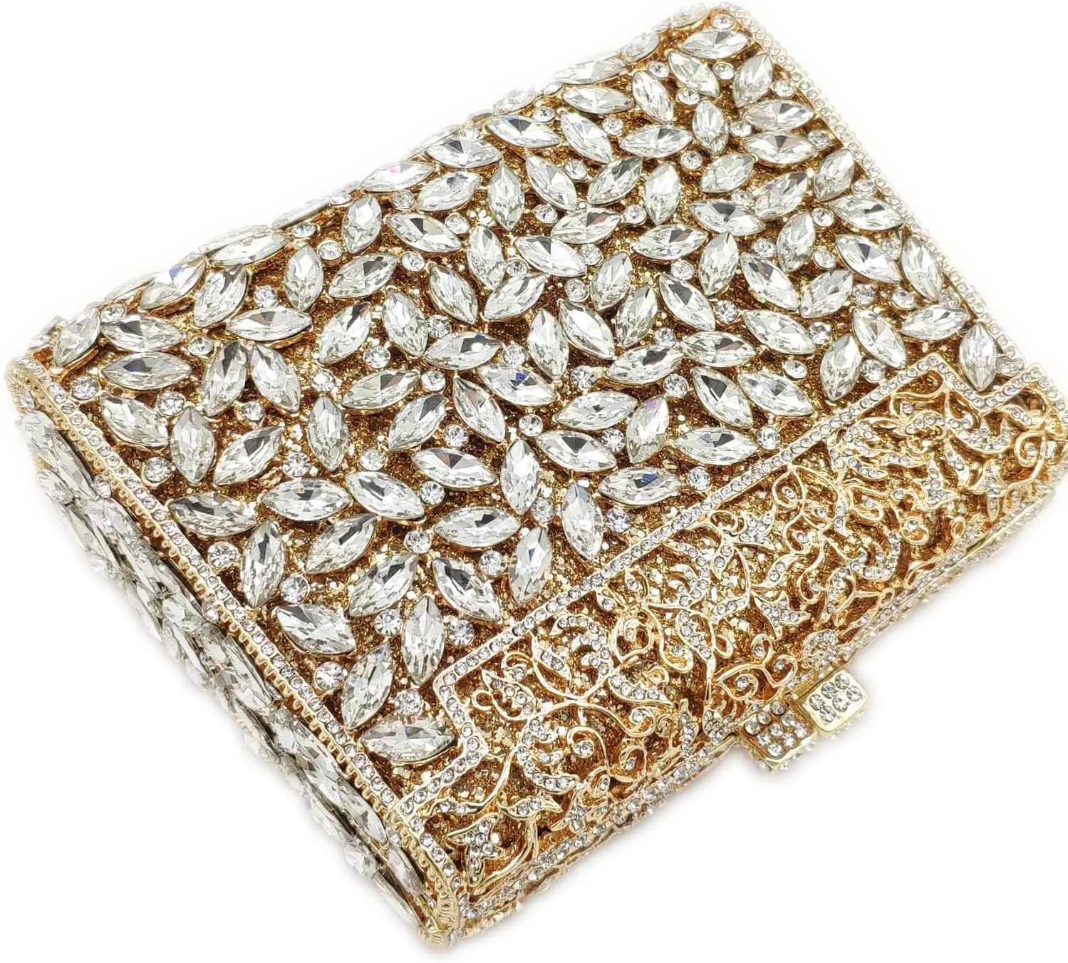 Boutique De FGG Crystal Clutch Purse for Women Formal Evening Handbags Rhinestone Clutch Bag Wedding Party Handbags,Mini