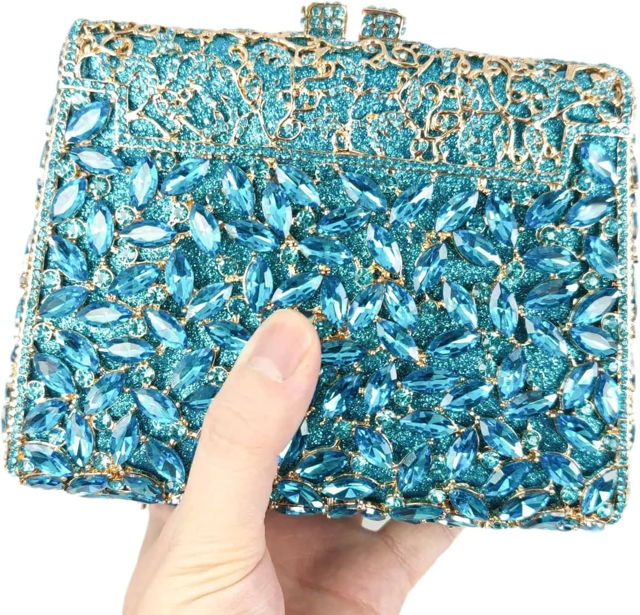Boutique De FGG Crystal Clutch Purse for Women Formal Evening Handbags Rhinestone Clutch Bag Wedding Party Handbags,Mini
