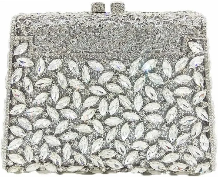 Boutique De FGG Crystal Clutch Purse for Women Formal Evening Handbags Rhinestone Clutch Bag Wedding Party Handbags,Mini