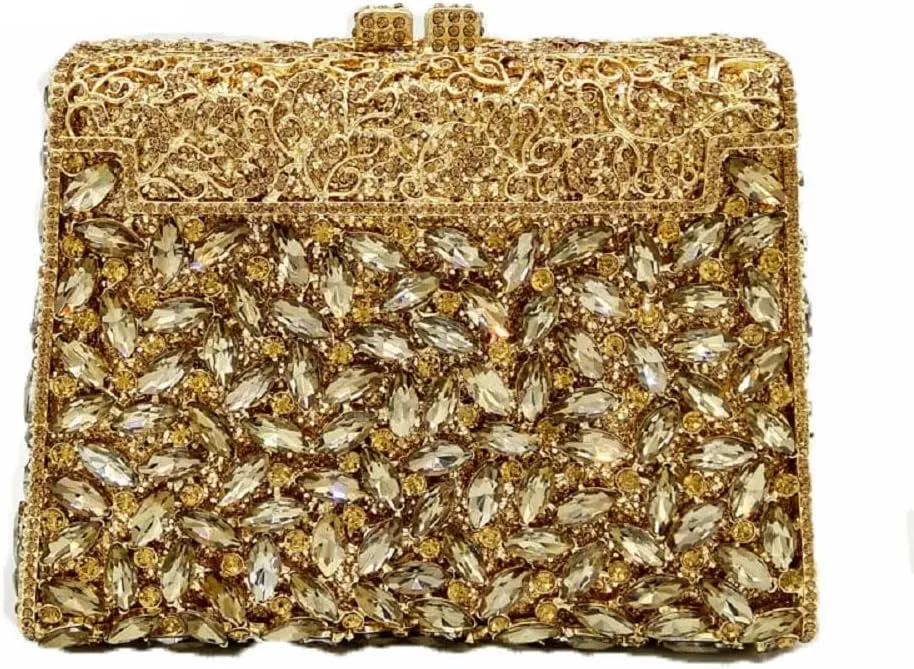 Boutique De FGG Crystal Clutch Purse for Women Formal Evening Handbags Rhinestone Clutch Bag Wedding Party Handbags,Mini