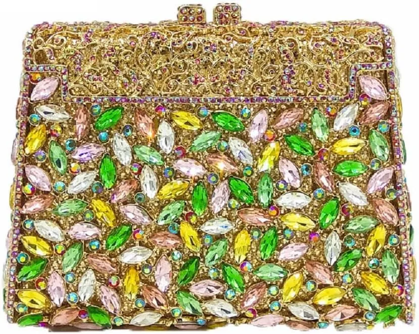 Boutique De FGG Crystal Clutch Purse for Women Formal Evening Handbags Rhinestone Clutch Bag Wedding Party Handbags,Mini