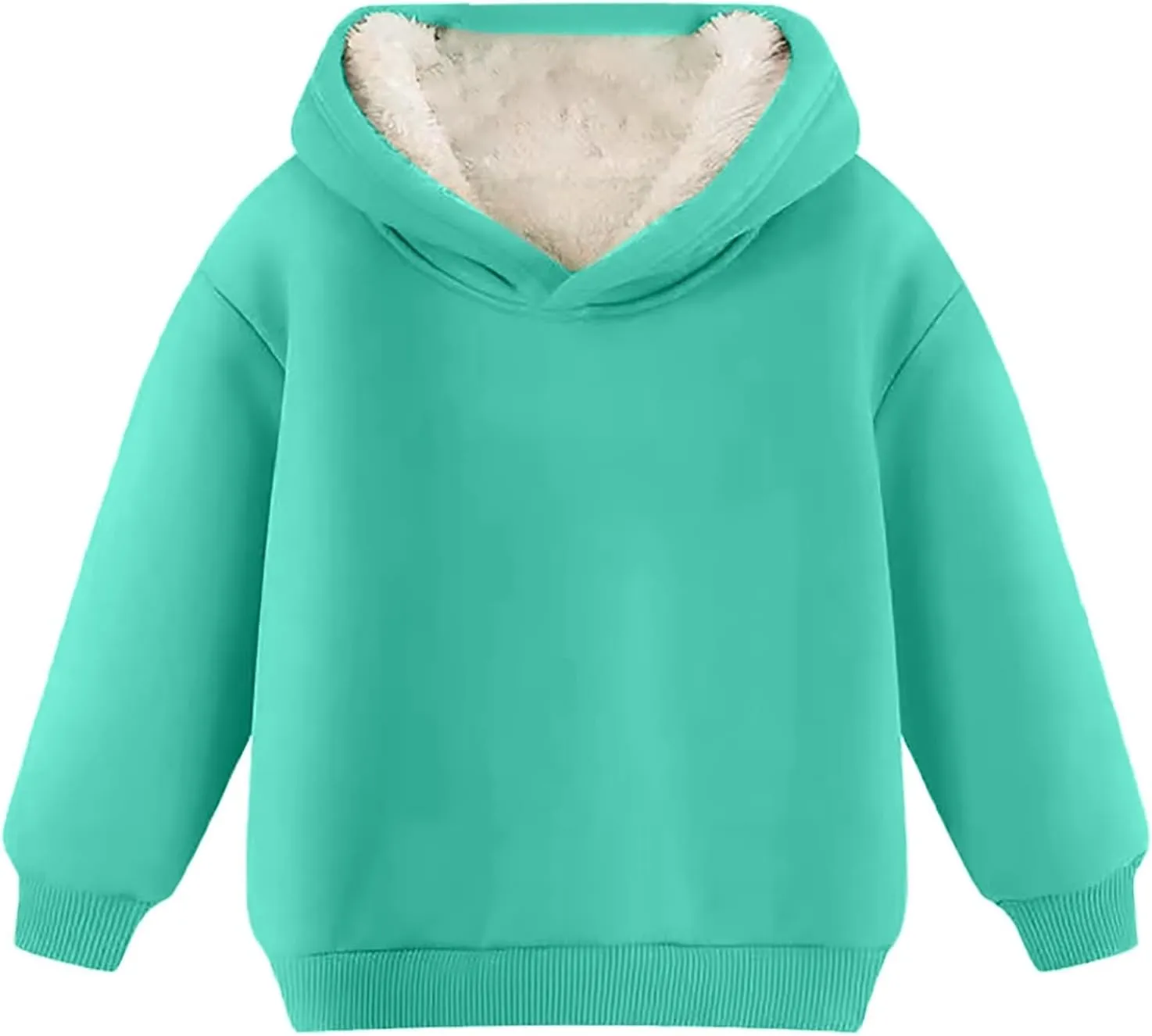Boys Girls Fleece Lined Pullover Tops Hooded Sweatshirt Solid Sherpa Hoodie for Teen Girl Winter Thermal Outwear