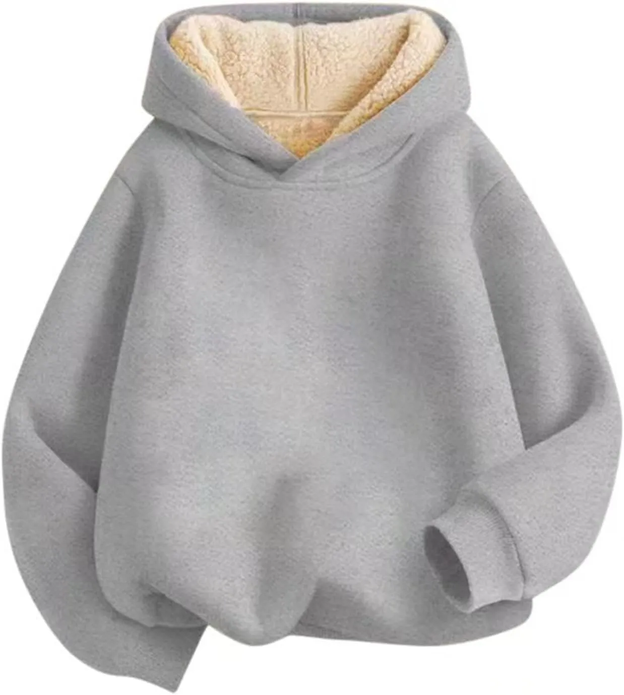Boys Girls Fleece Lined Pullover Tops Hooded Sweatshirt Solid Sherpa Hoodie for Teen Girl Winter Thermal Outwear