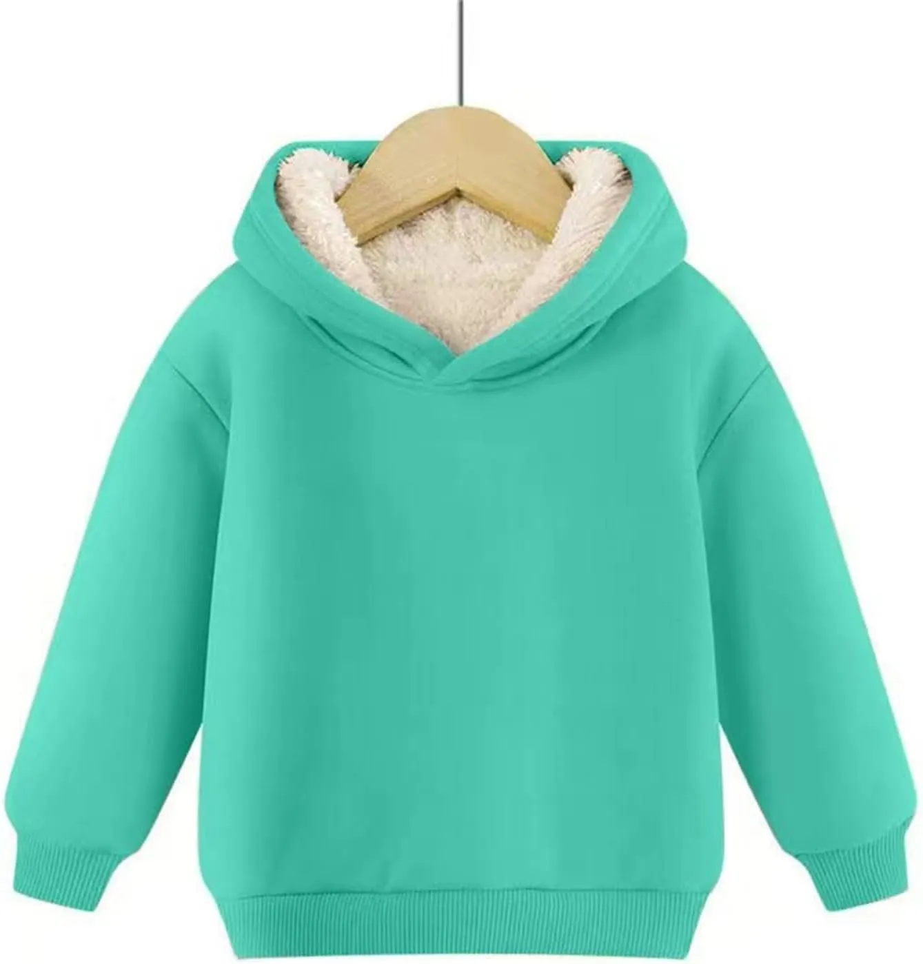Boys Girls Fleece Lined Pullover Tops Hooded Sweatshirt Solid Sherpa Hoodie for Teen Girl Winter Thermal Outwear