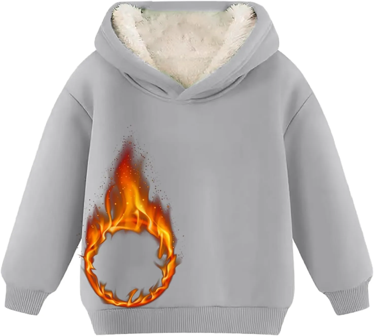 Boys Girls Fleece Lined Pullover Tops Hooded Sweatshirt Solid Sherpa Hoodie for Teen Girl Winter Thermal Outwear