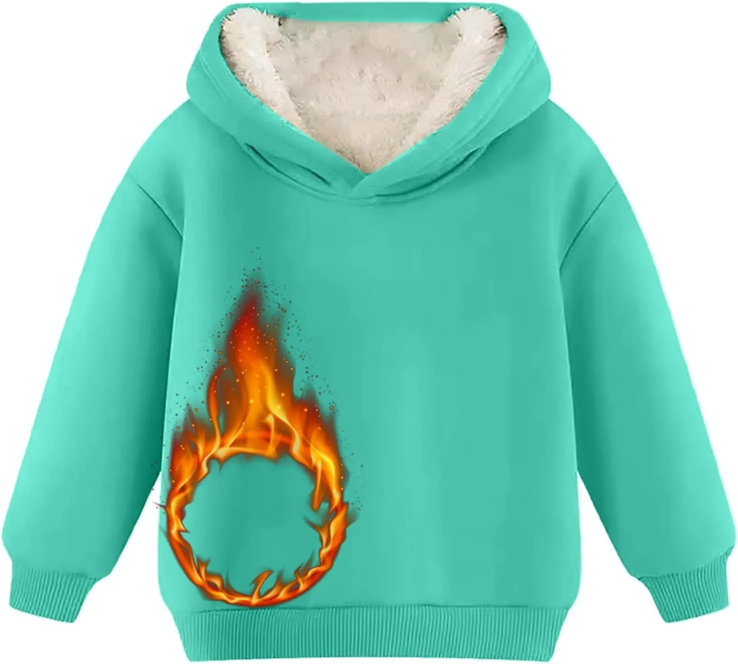 Boys Girls Fleece Lined Pullover Tops Hooded Sweatshirt Solid Sherpa Hoodie for Teen Girl Winter Thermal Outwear