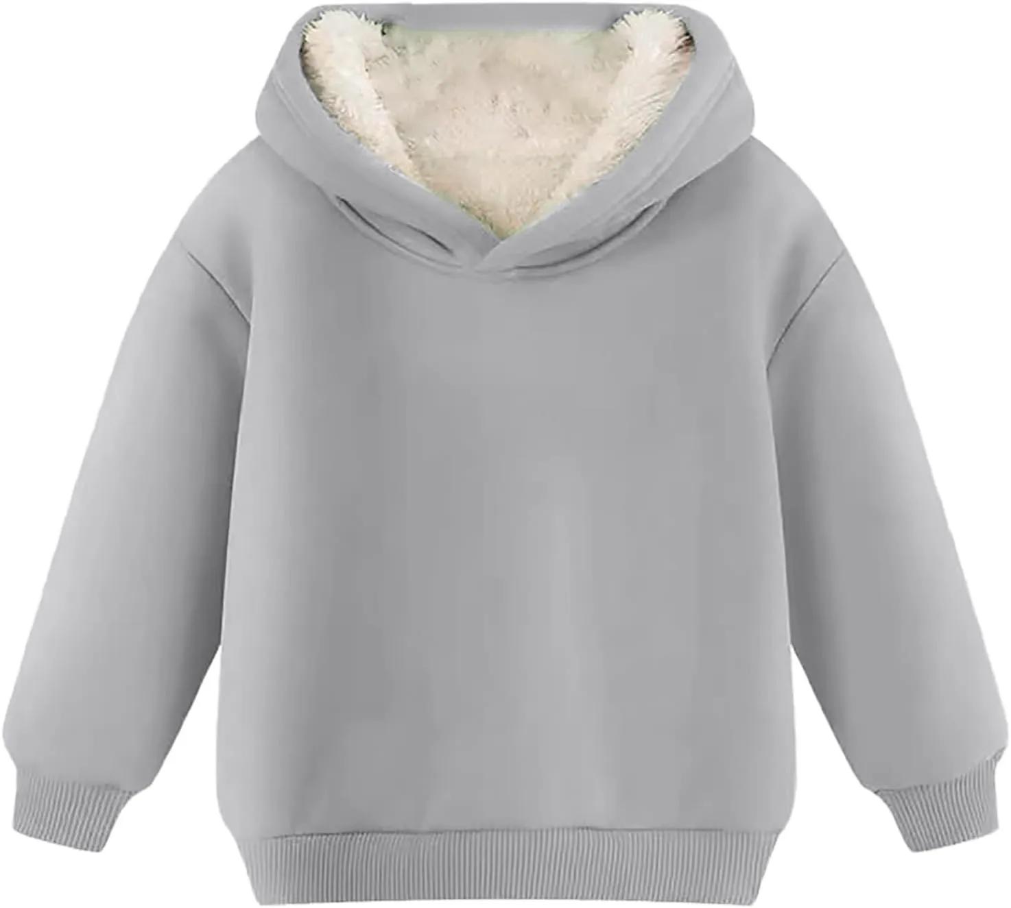 Boys Girls Fleece Lined Pullover Tops Hooded Sweatshirt Solid Sherpa Hoodie for Teen Girl Winter Thermal Outwear
