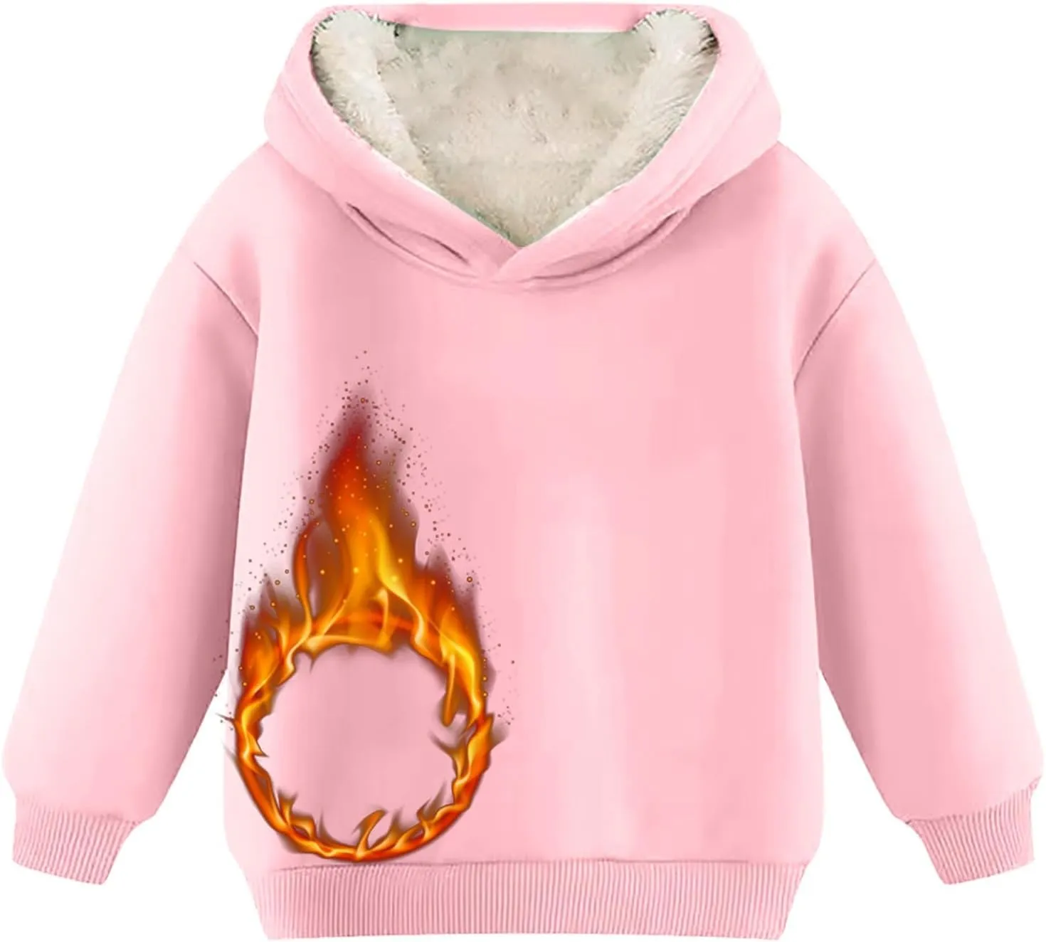 Boys Girls Fleece Lined Pullover Tops Hooded Sweatshirt Solid Sherpa Hoodie for Teen Girl Winter Thermal Outwear