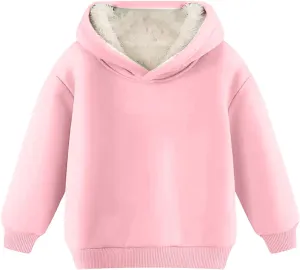 Boys Girls Fleece Lined Pullover Tops Hooded Sweatshirt Solid Sherpa Hoodie for Teen Girl Winter Thermal Outwear