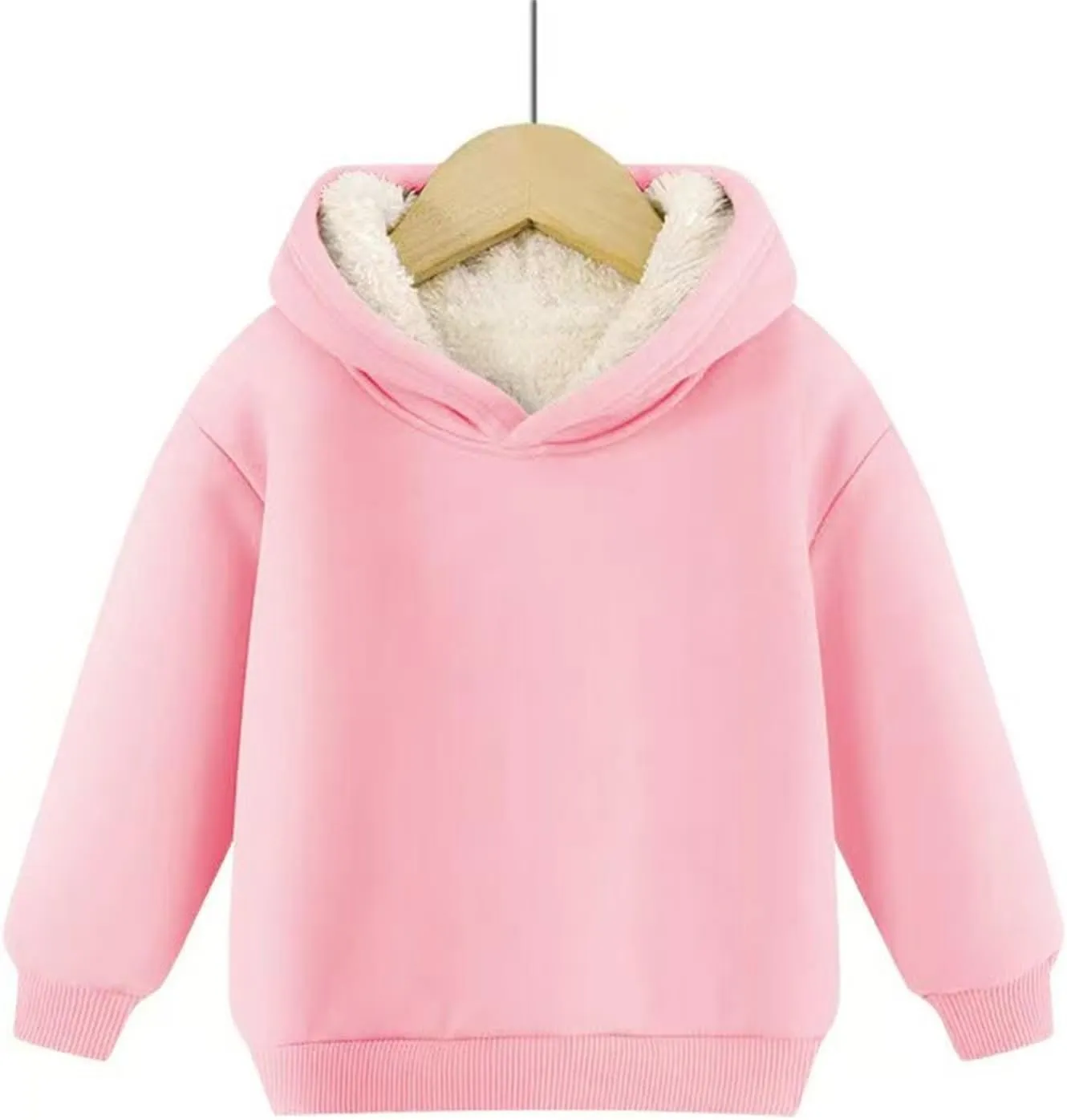 Boys Girls Fleece Lined Pullover Tops Hooded Sweatshirt Solid Sherpa Hoodie for Teen Girl Winter Thermal Outwear