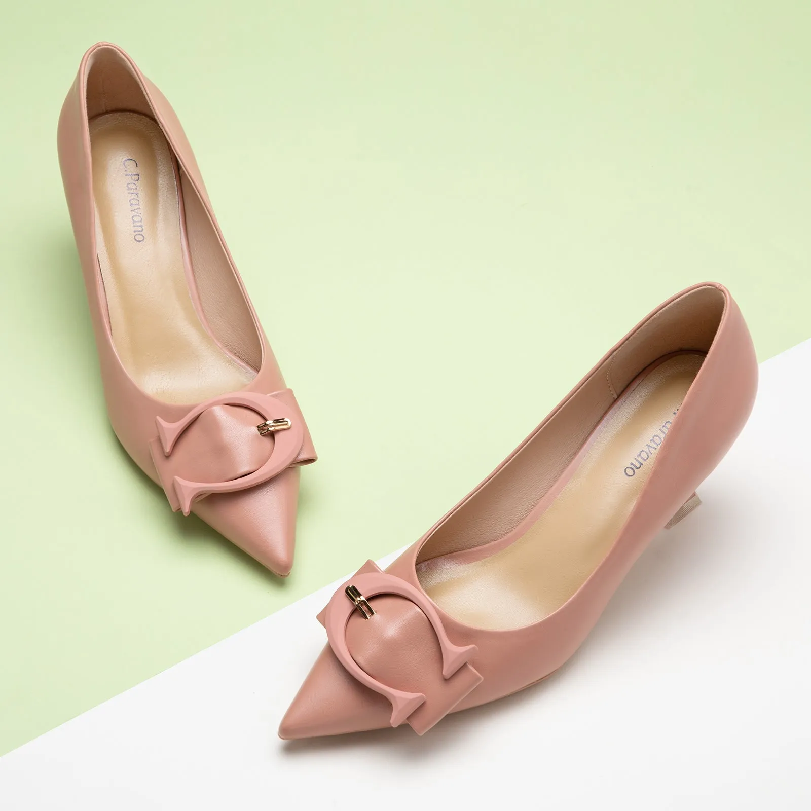 C Buckle Kitten Heel Women Pumps