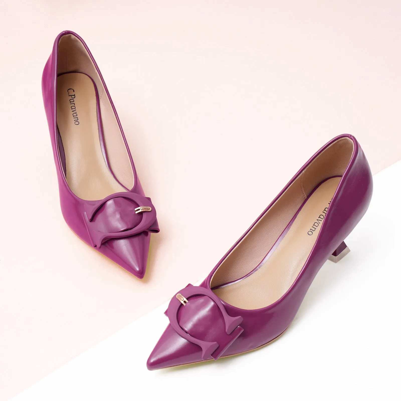 C Buckle Kitten Heel Women Pumps