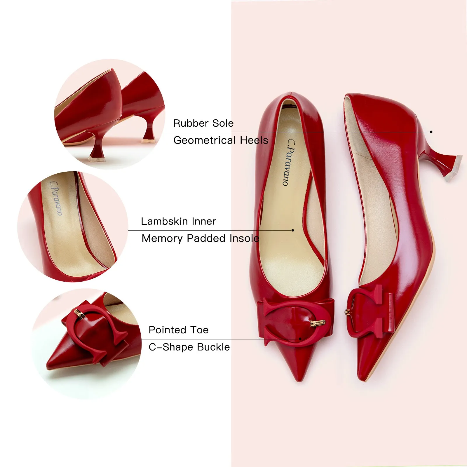 C Buckle Kitten Heel Women Pumps
