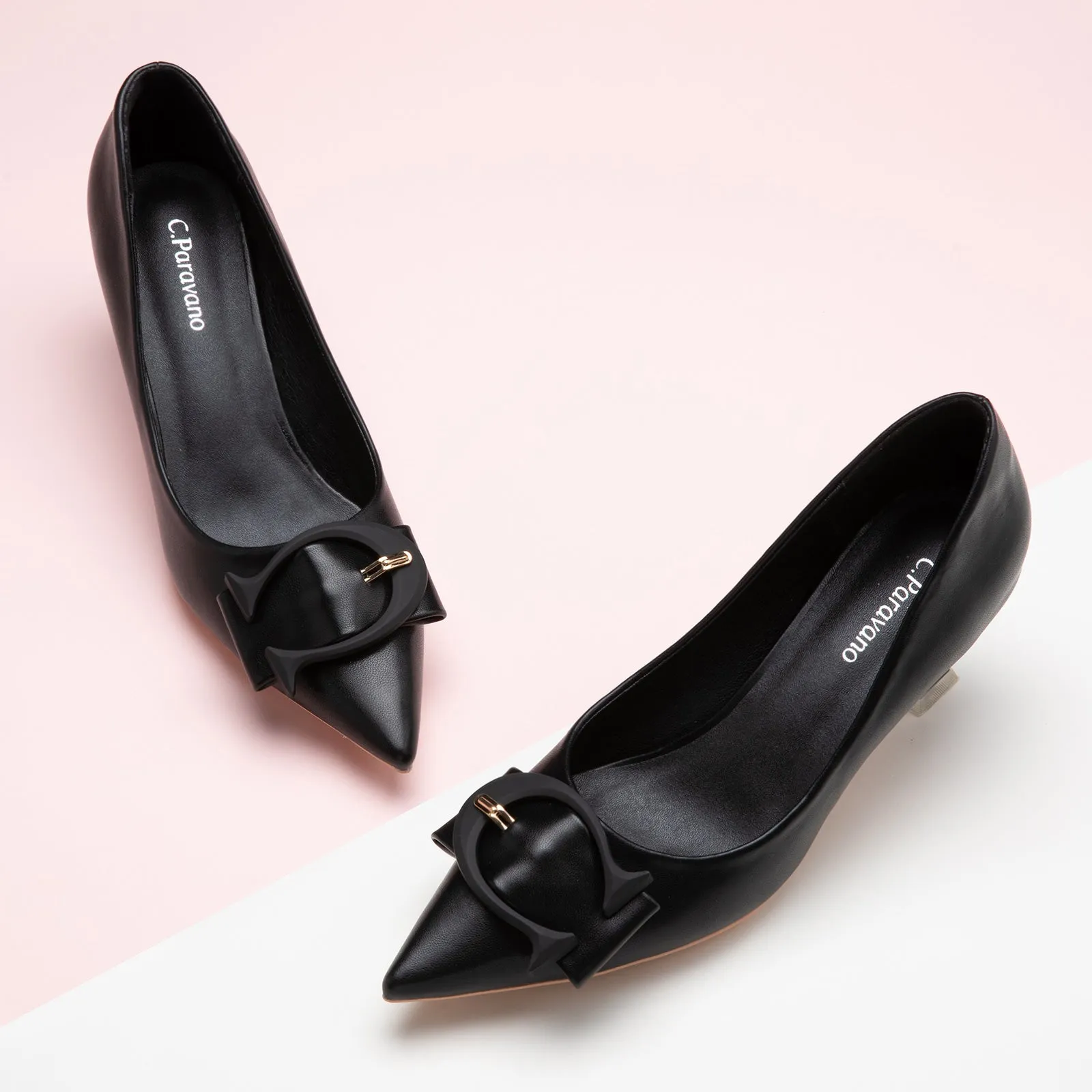 C Buckle Kitten Heel Women Pumps