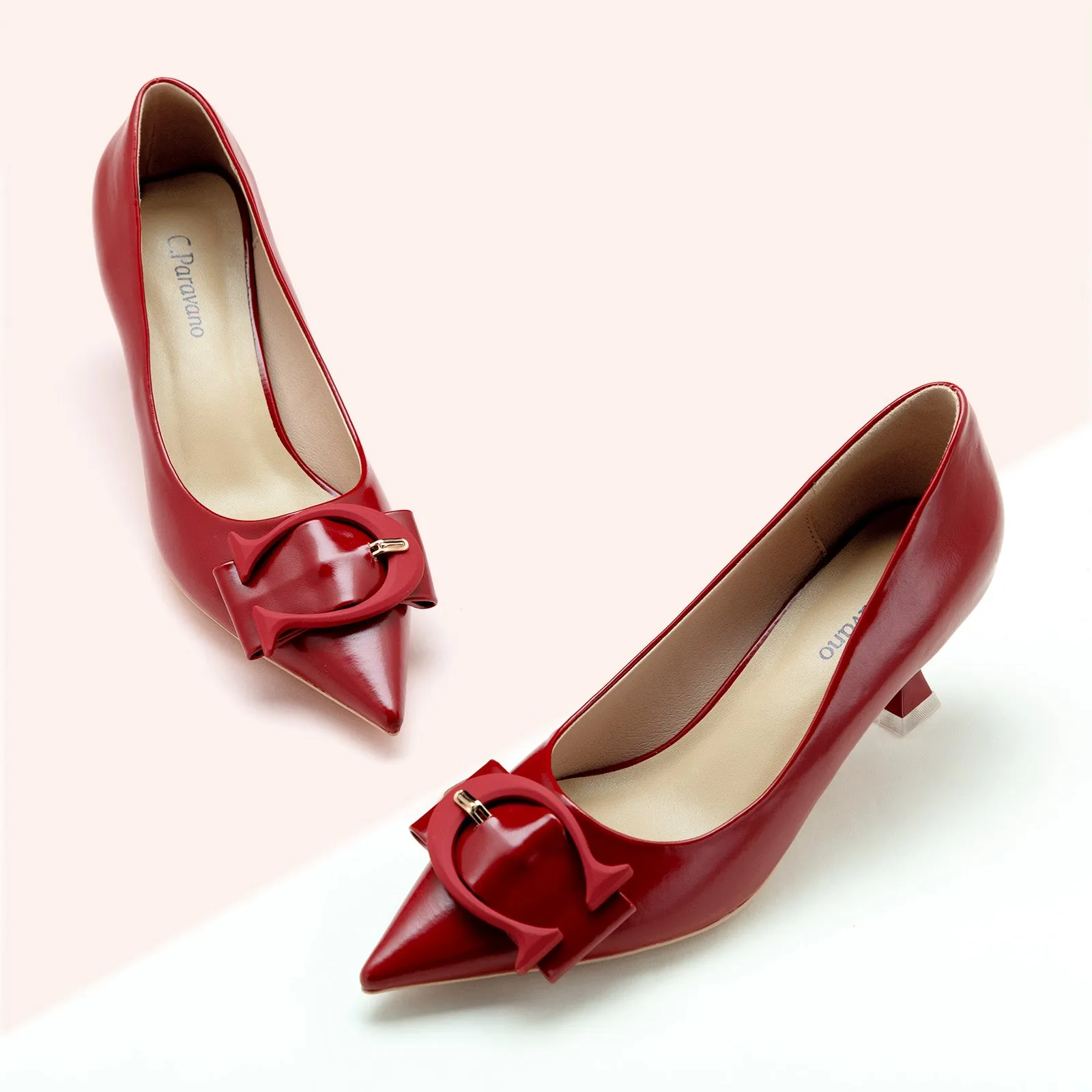 C Buckle Kitten Heel Women Pumps