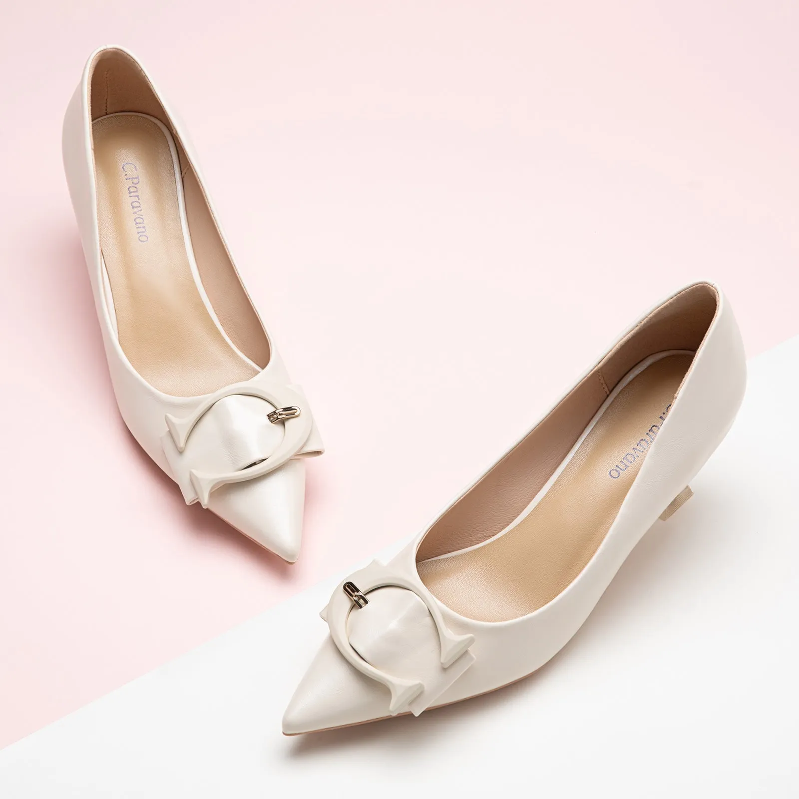C Buckle Kitten Heel Women Pumps