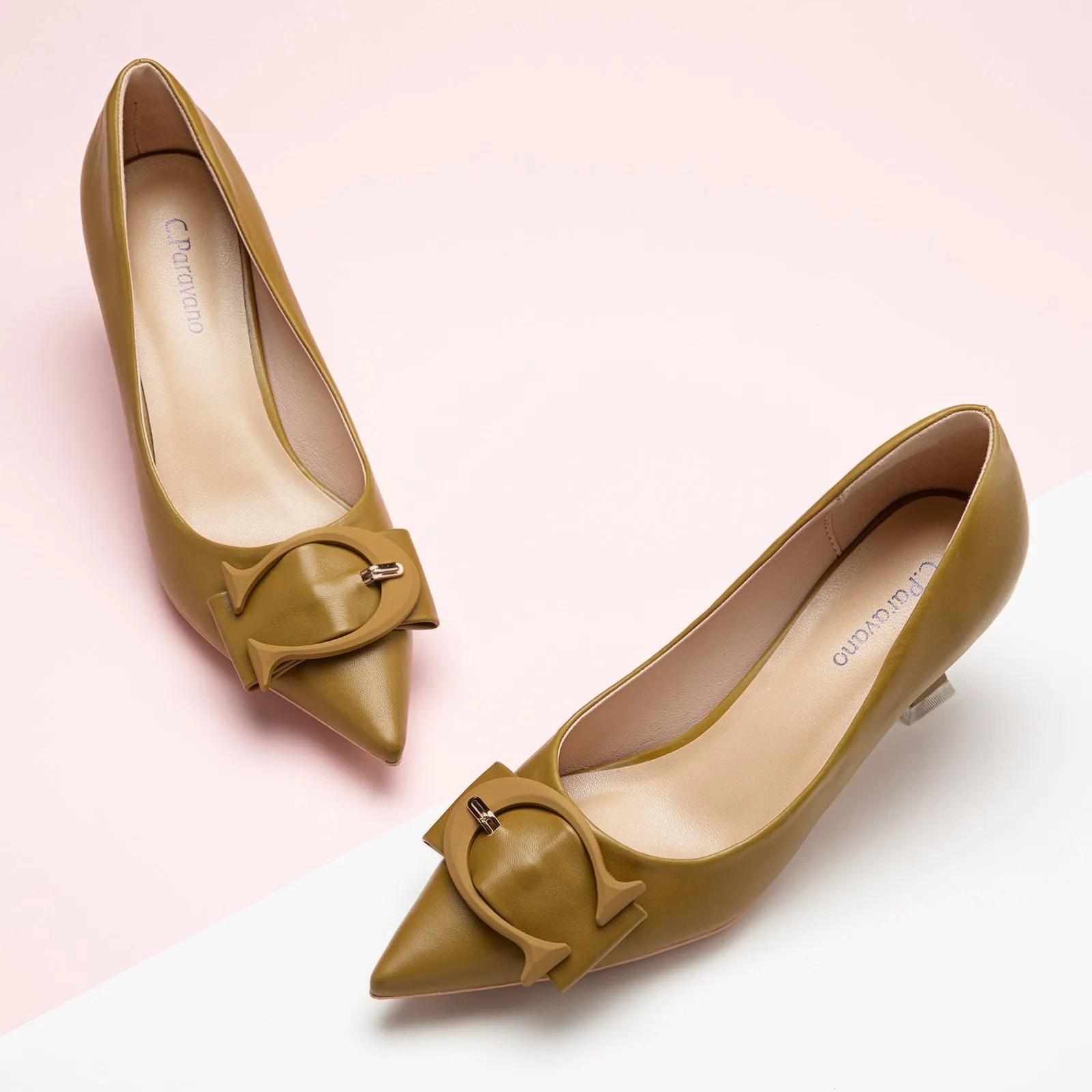 C Buckle Kitten Heel Women Pumps