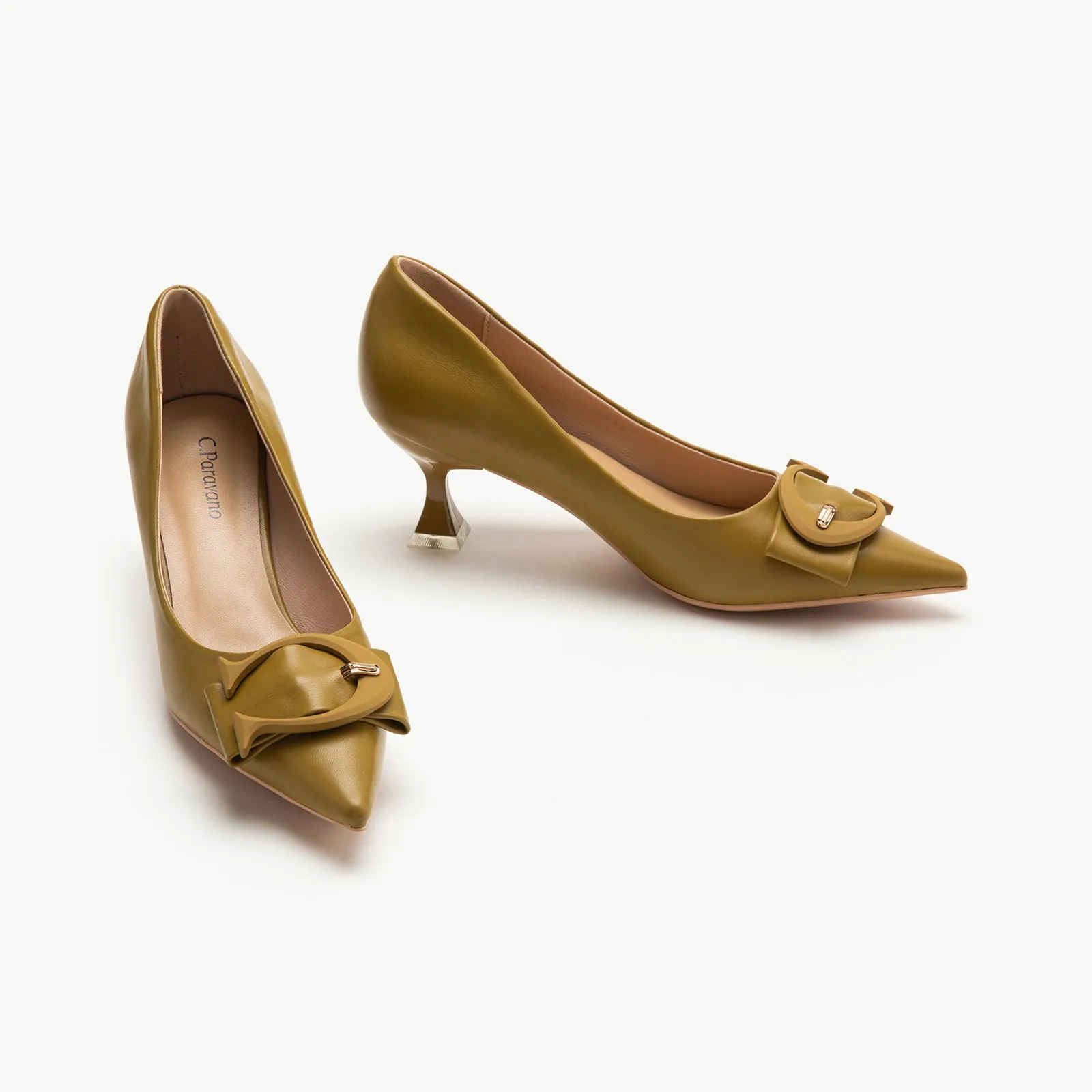 C Buckle Kitten Heel Women Pumps