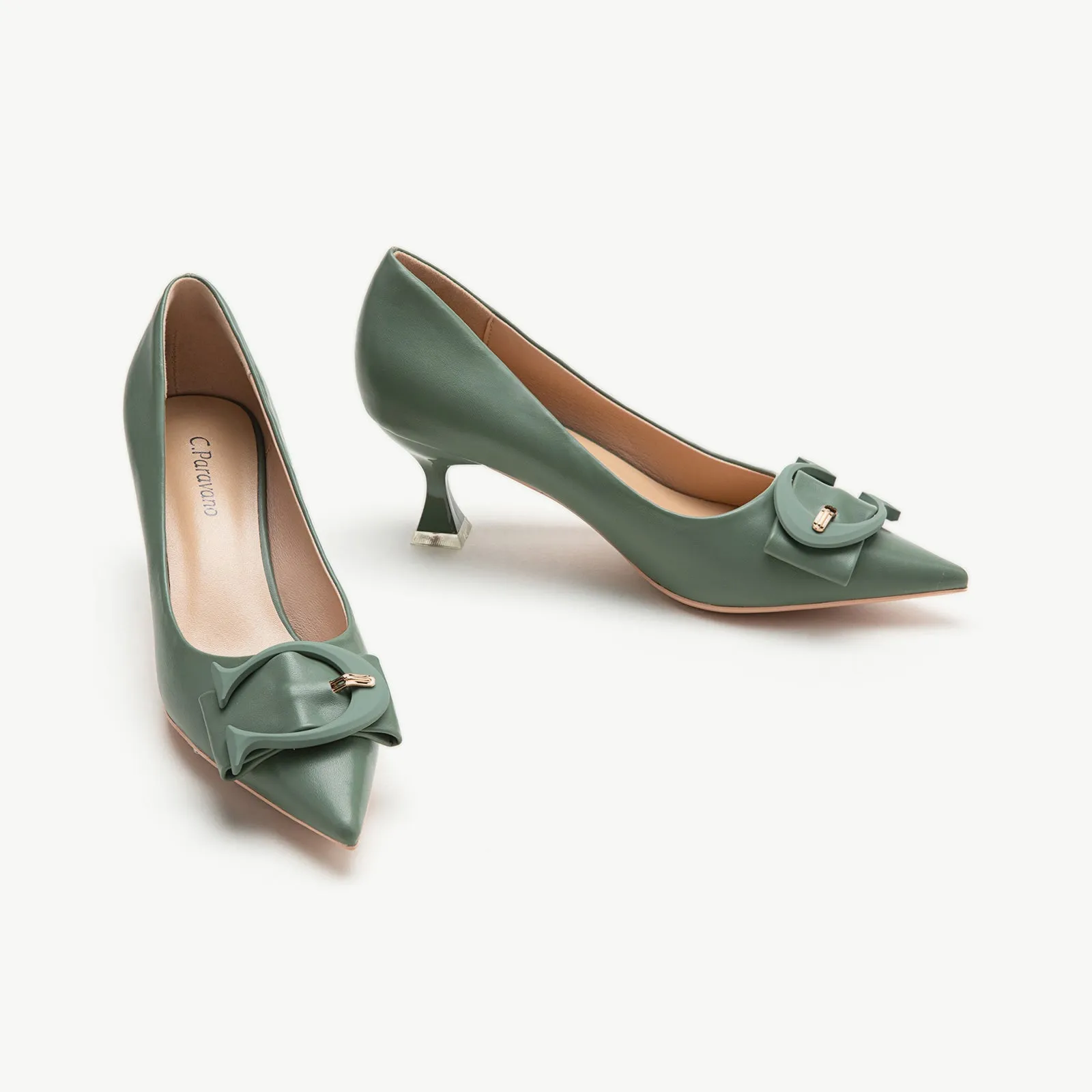 C Buckle Kitten Heel Women Pumps