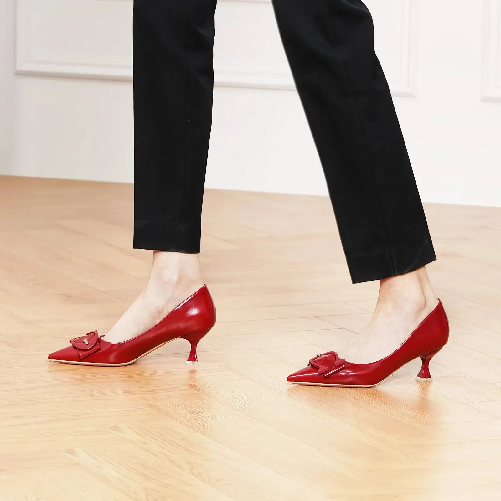 C Buckle Kitten Heel Women Pumps