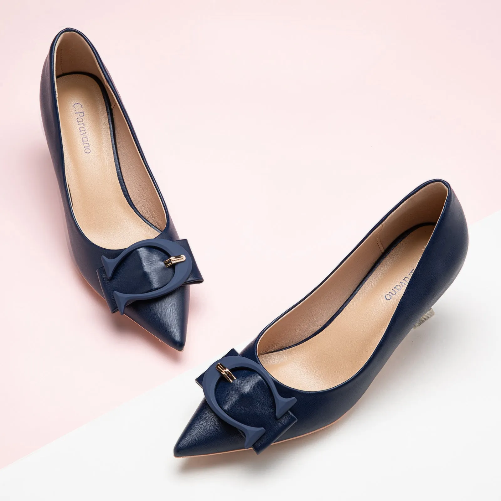 C Buckle Kitten Heel Women Pumps