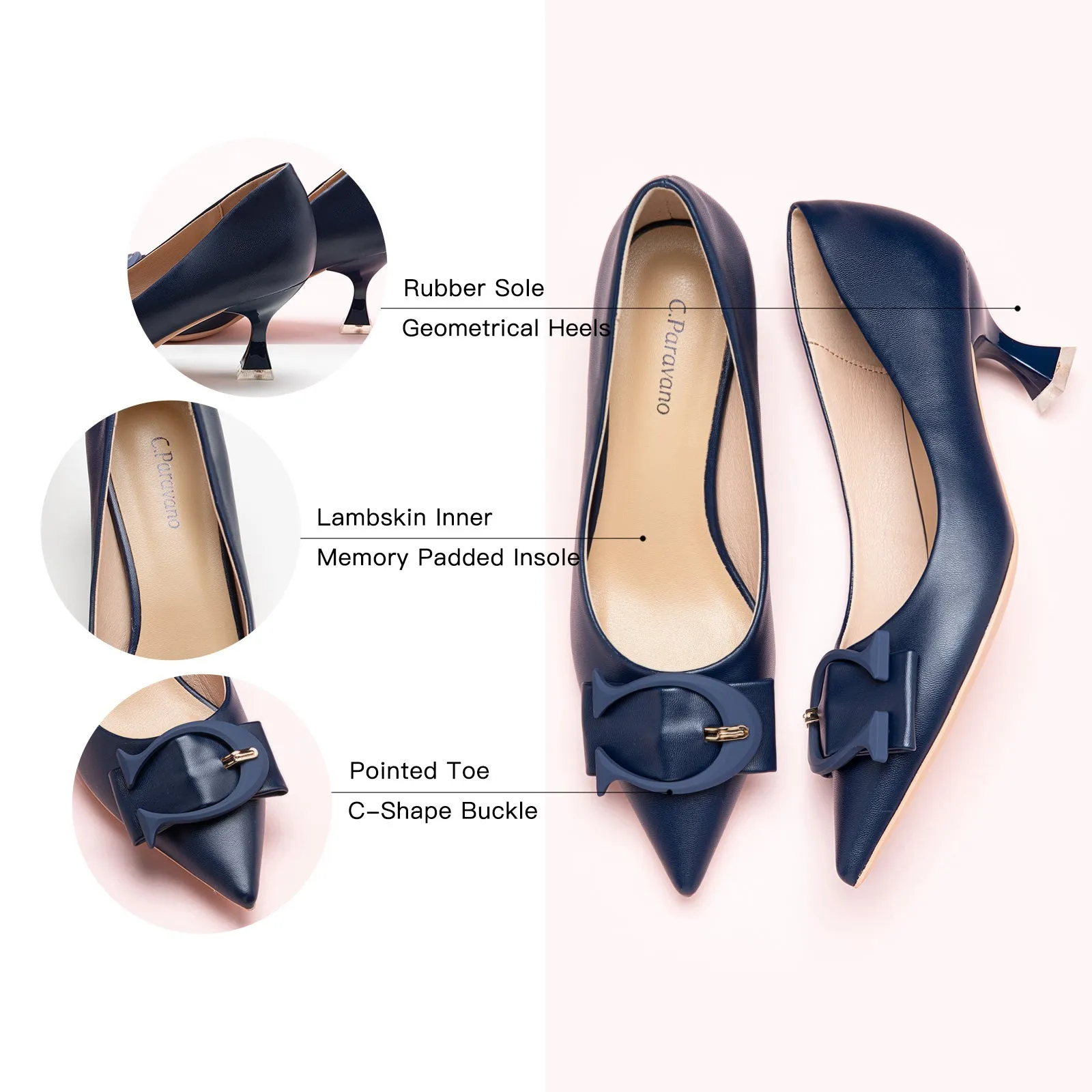C Buckle Kitten Heel Women Pumps