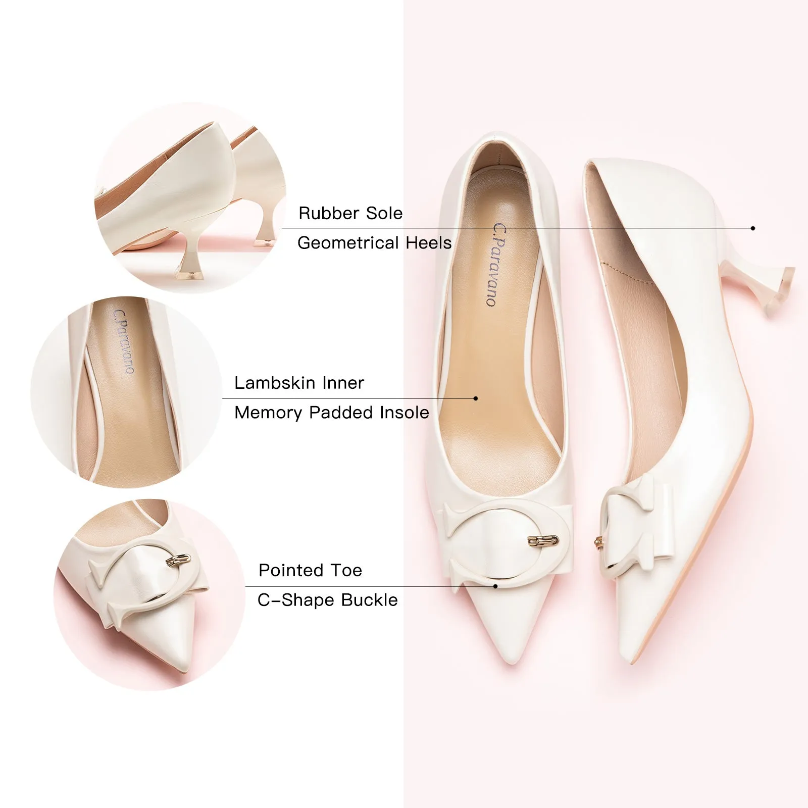 C Buckle Kitten Heel Women Pumps