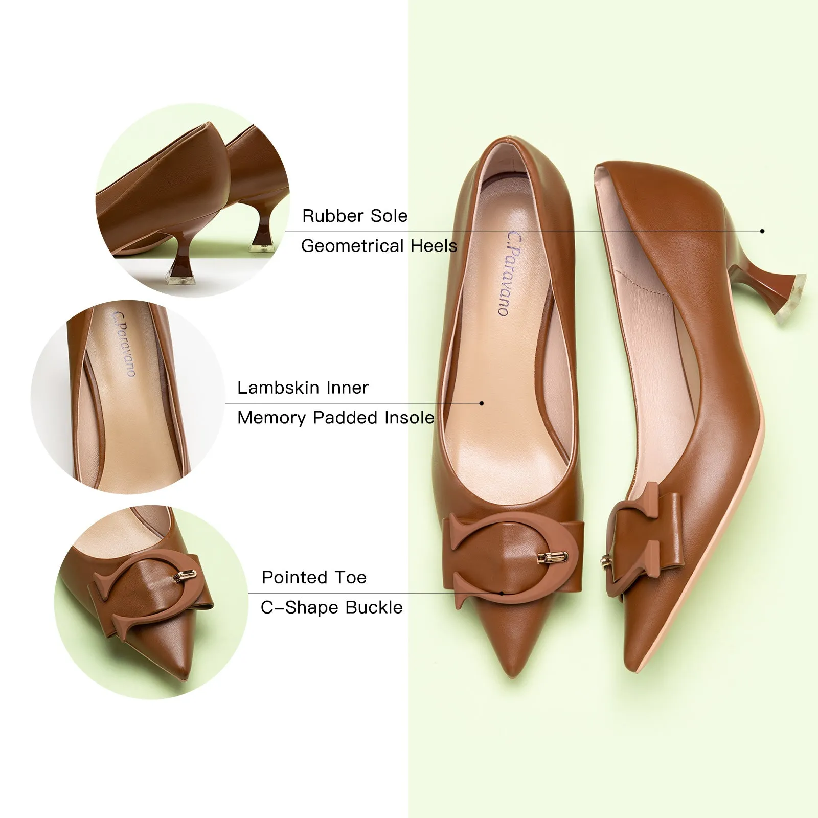 C Buckle Kitten Heel Women Pumps