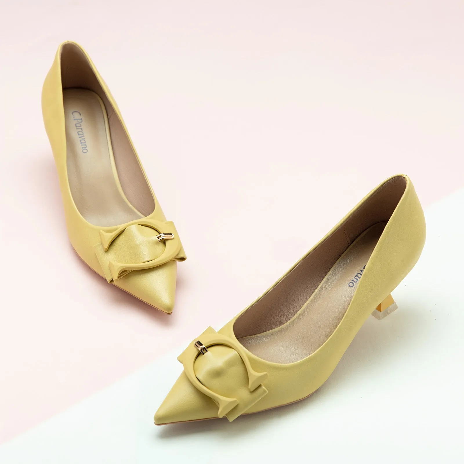 C Buckle Kitten Heel Women Pumps