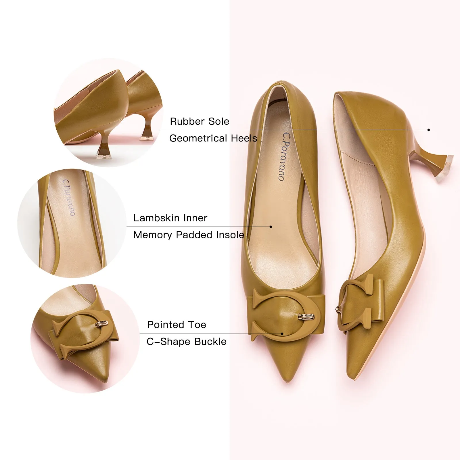 C Buckle Kitten Heel Women Pumps
