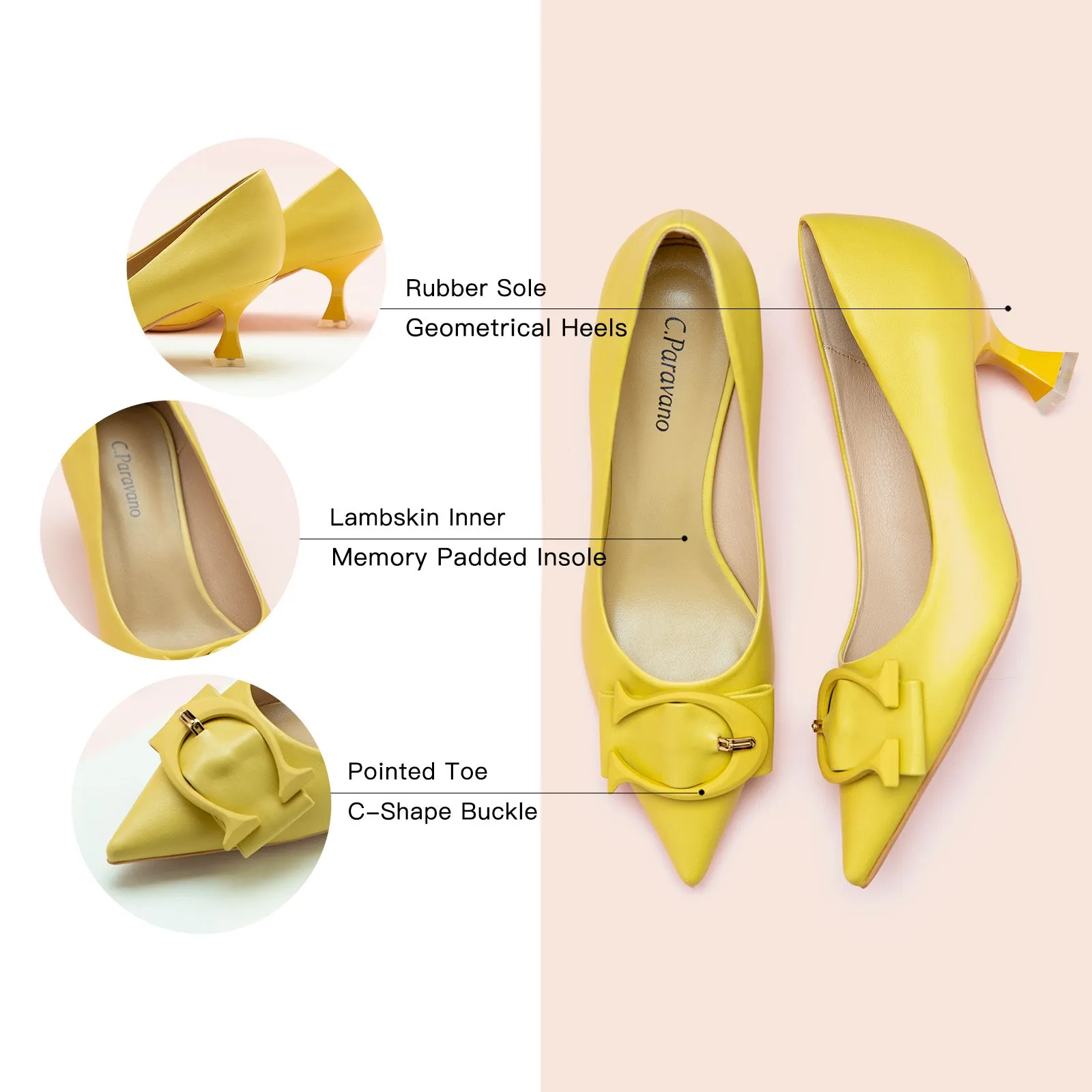 C Buckle Kitten Heel Women Pumps