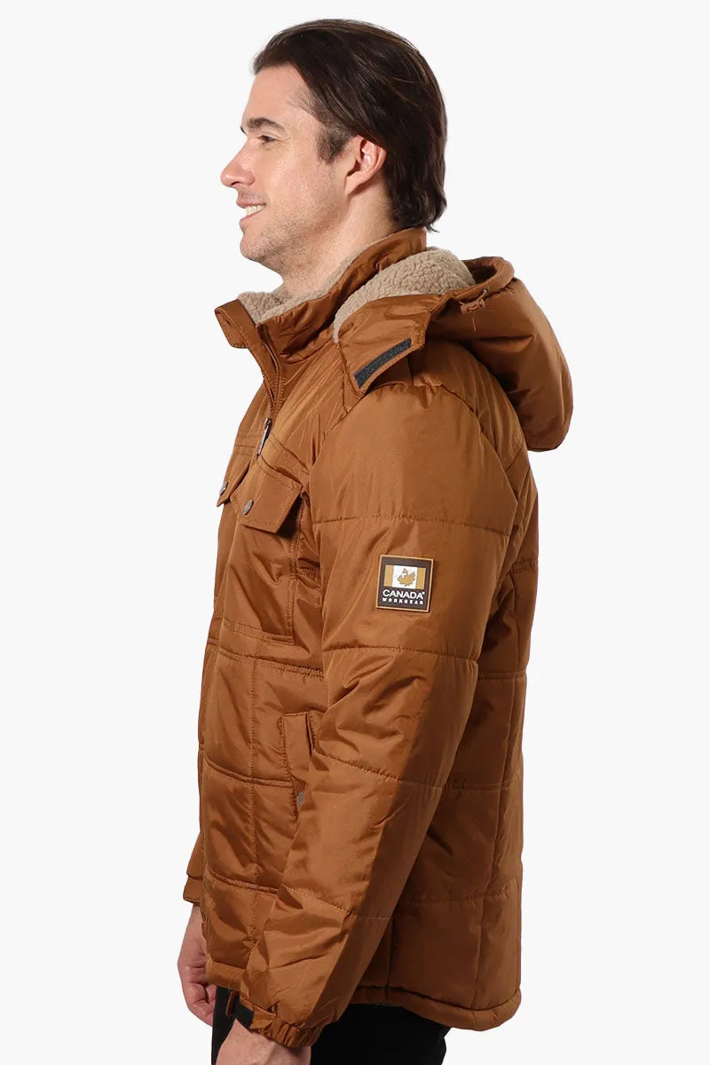 Canada Work Gear 4 Pocket Sherpa Lined Hood Bomber Jacket - Brown