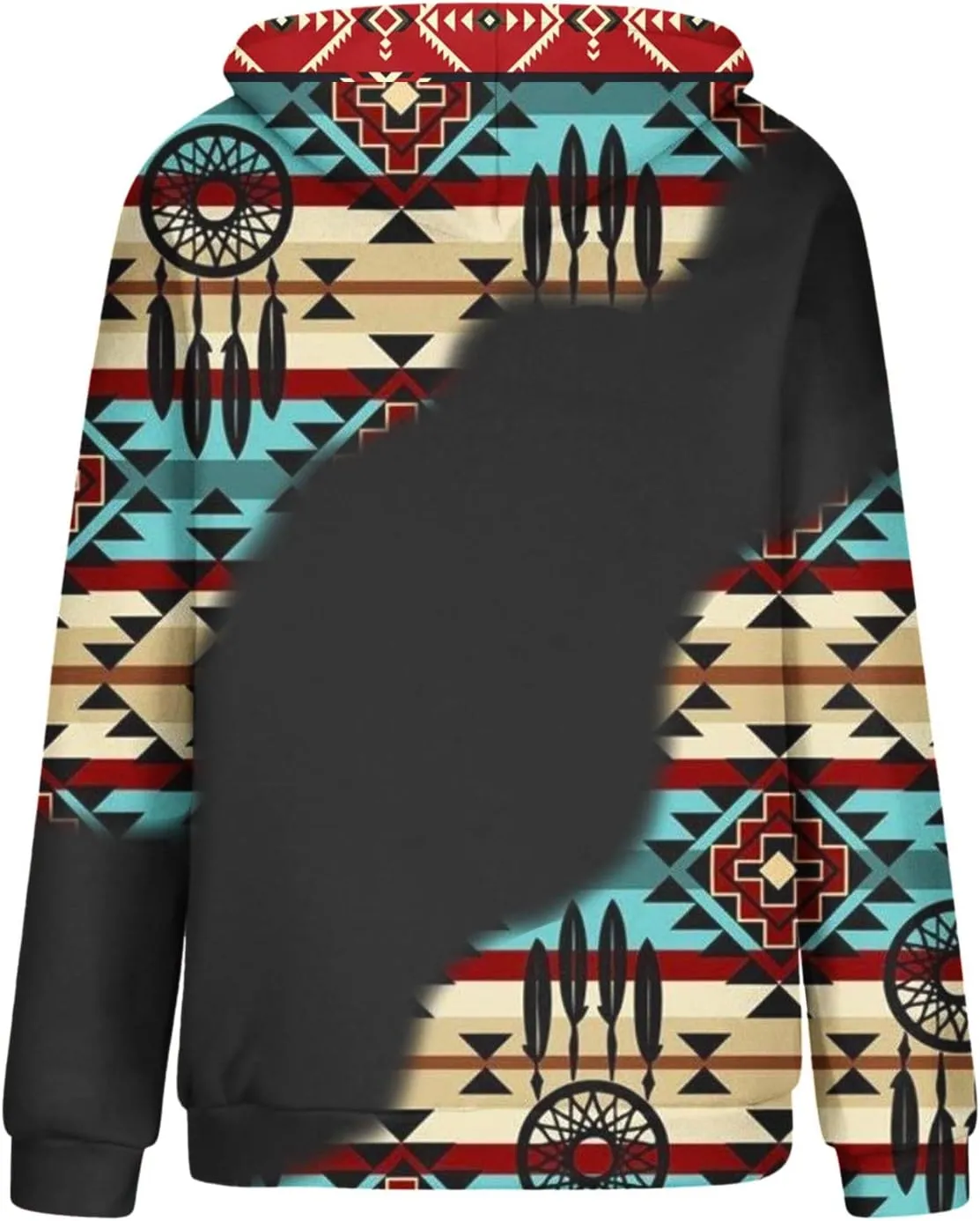 Ceboyel Women Western Aztec Hoodies Fashion Sweatshirt Pullover Ethnic Vintage Graphic Shirts Tops Causal Fall Clothes