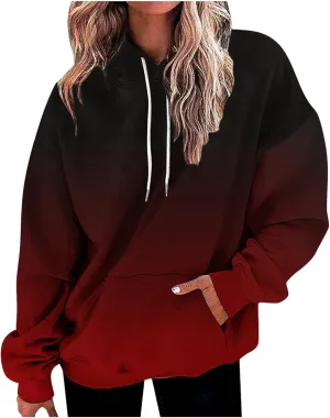 Ceboyel Womens Neon Print Oversized Sweatshirt Drawstring Pullover Sweatshirt Trendy Sweater Tops Fall Fashion Clothes 2023