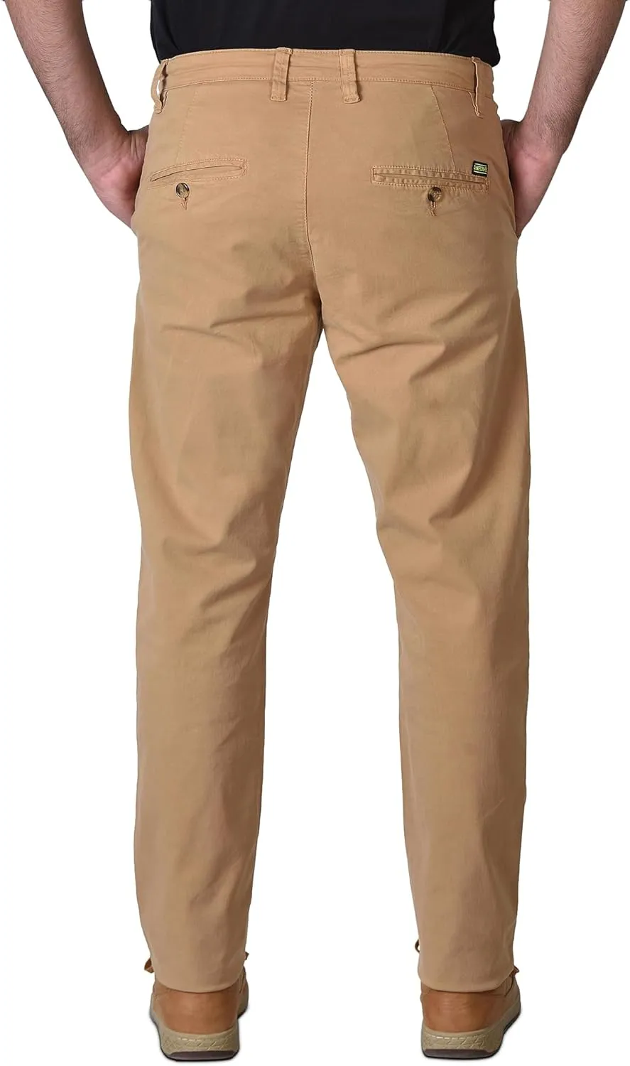 CHARBONNIER Mens Slim fit Chinos Pants, Flat Front Design and Back Buttoned Pockets, Comfortable Mens Pants for Casual wear